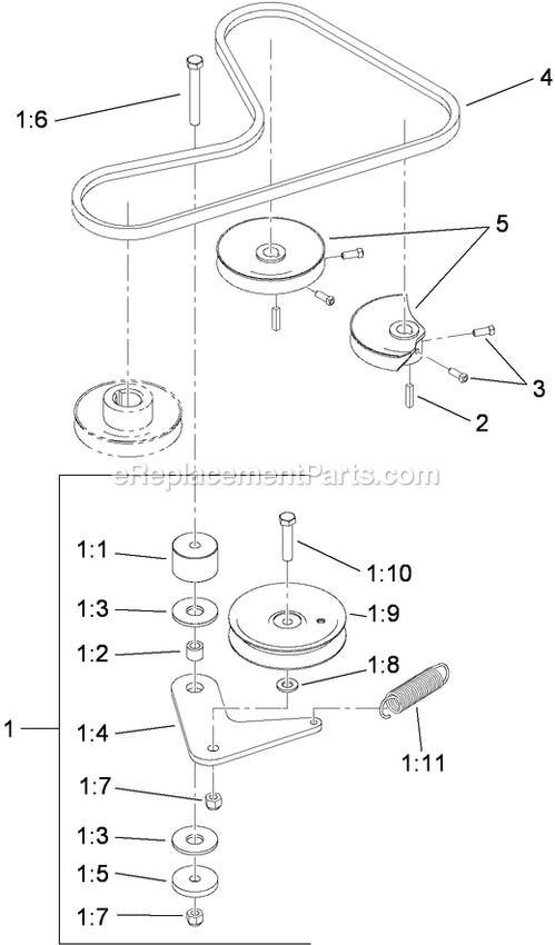 Toro 74558 (290003001-290999999)(2009) With 48in Turbo Force Cutting Unit GrandStand Mower Hydraulic Belt Drive Assembly Diagram