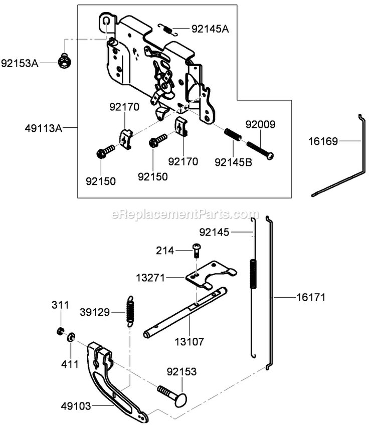 Toro 74558 (290003001-290999999)(2009) With 48in Turbo Force Cutting Unit GrandStand Mower Control Equipment Assembly Diagram