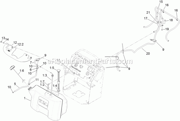 Toro 74568TE (312000001-312999999) Grandstand Mower, With 122cm Turbo Force Cutting Unit, 2012 Fuel Tank Assembly Diagram