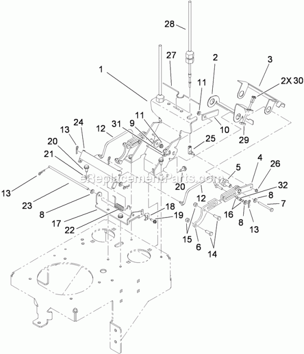 Toro 74569 (290000207-290003000) Grandstand Mower, With 52in Turbo Force Cutting Unit, 2009 Lower Control Assembly Diagram