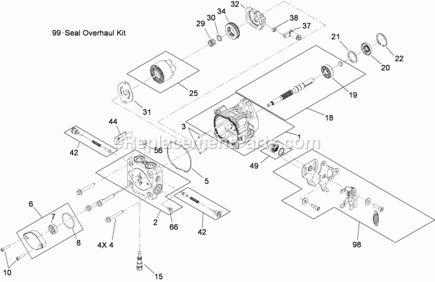 Toro 74569 (290003001-290999999) Grandstand Mower, With 52in Turbo Force Cutting Unit, 2009 Hydraulic Pump Assembly No. 117-3597 Diagram