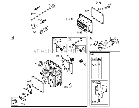 Toro 74571 (240000001-240999999)(2004) Lawn Tractor Cylinder Head Assembly Briggs and Stratton 282h79-23502 Diagram