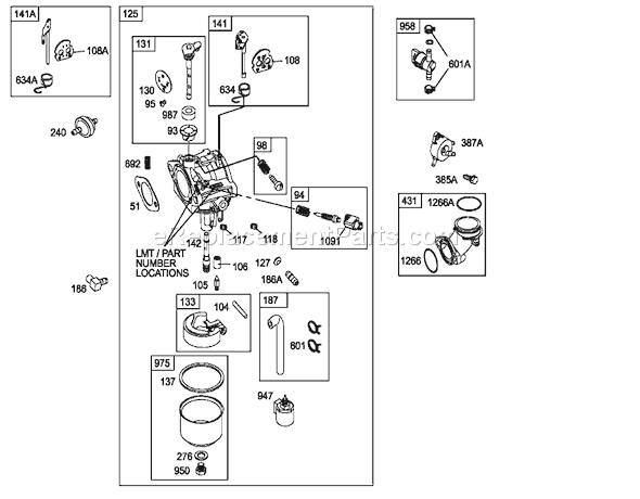 Toro 74571 (240000001-240999999)(2004) Lawn Tractor Carburetor Assembly Briggs and Stratton 282h79-23502 Diagram