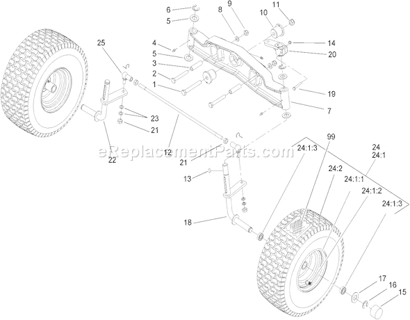 Toro 74571 (250000001-250999999)(2005) Lawn Tractor Front Axle Assembly Diagram