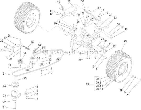 Toro 74571 (250000001-250999999)(2005) Lawn Tractor Transmission Drive Assembly Diagram