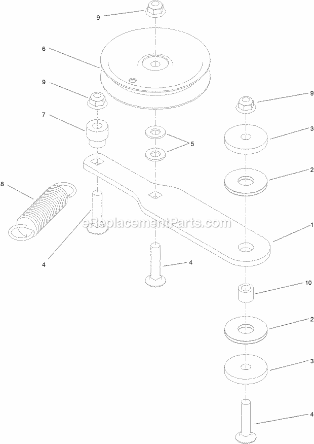 Toro 74575 (315000001-315999999) Grandstand Mower, With 52in Turbo Force Cutting Unit, 2015 Idler Arm Assembly No. 120-6410 Diagram