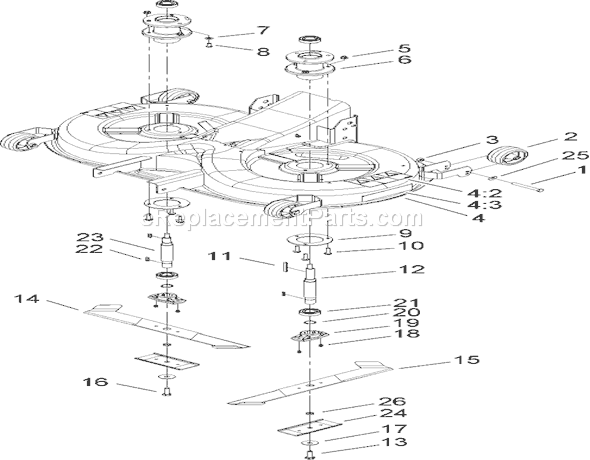 Toro 74582 (290000001-290999999)(2009) Lawn Tractor Deck Housing Assembly Diagram