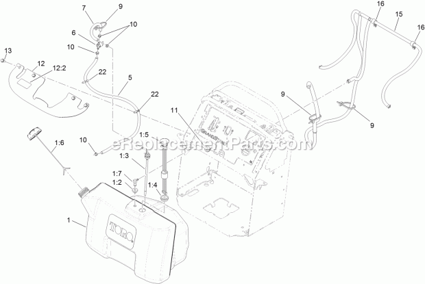 Toro 74589 (313001001-313999999) Grandstand Mower, With 52in Turbo Force Cutting Unit, 2013 Fuel Tank Assembly Diagram