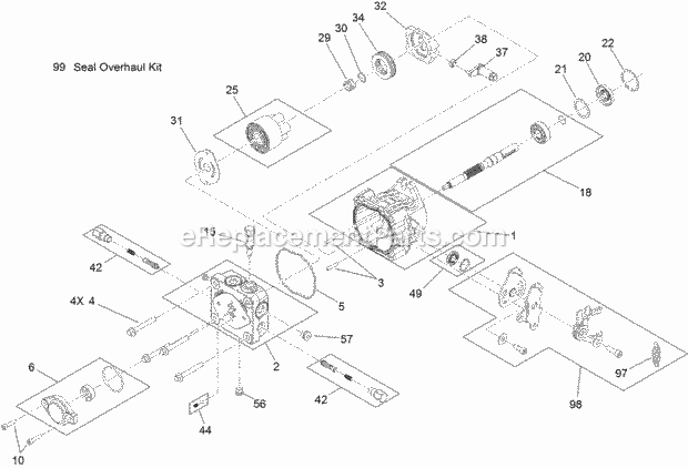 Toro 74589 (313001001-313999999) Grandstand Mower, With 52in Turbo Force Cutting Unit, 2013 Hydraulic Pump Assembly No. 125-4672 Diagram