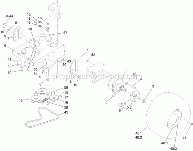 Toro 74589 (314000001-314999999) Grandstand Mower, With 52in Turbo Force Cutting Unit, 2014 Ground Drive Assembly Diagram