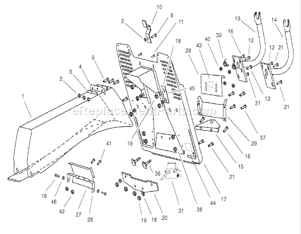 Toro 74590 (210000001-210999999)(2001) Lawn Tractor Chute-Collector Assembly Diagram