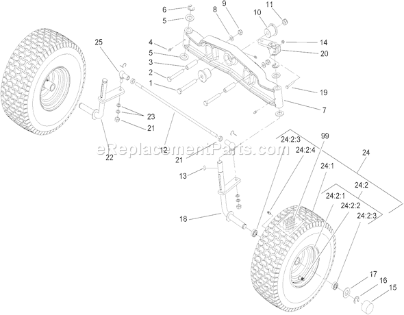 Toro 74590 (250000001-250999999)(2005) Lawn Tractor Front Axle Assembly Diagram