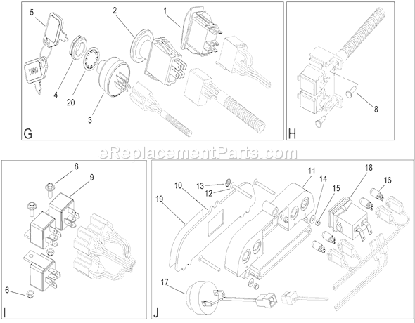 Toro 74592 (270000652-270999999)(2007) Lawn Tractor Electrical Switch Assembly No. 2 Diagram