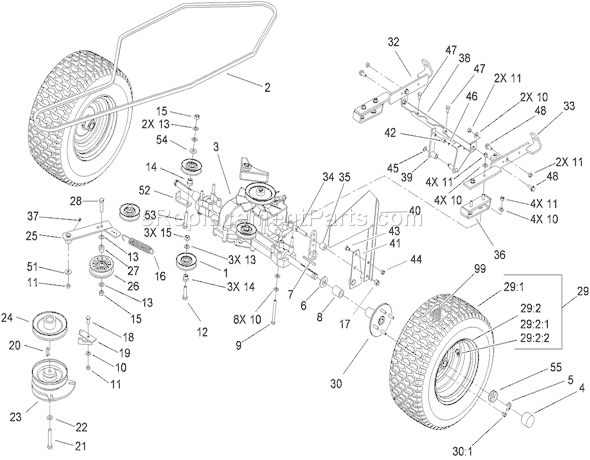 Toro 74592 (280000529-280999999)(2008) Lawn Tractor Transaxle Case Assembly Transmission Assembly No. 114-3155 Diagram