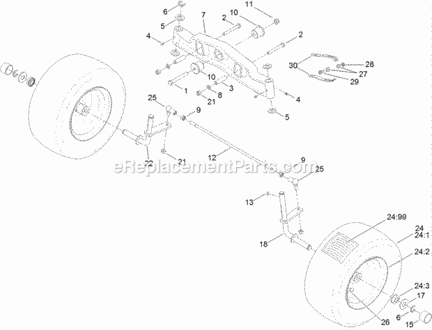 Toro 74593 (311000401-311999999) Lawn Tractor Front Axle Assembly Diagram