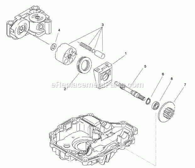 Toro 74596 (312000001-312999999) Dh 220 Lawn Tractor, 2012 Motor Shaft Assembly Transmission Assembly No. 114-3155 Diagram