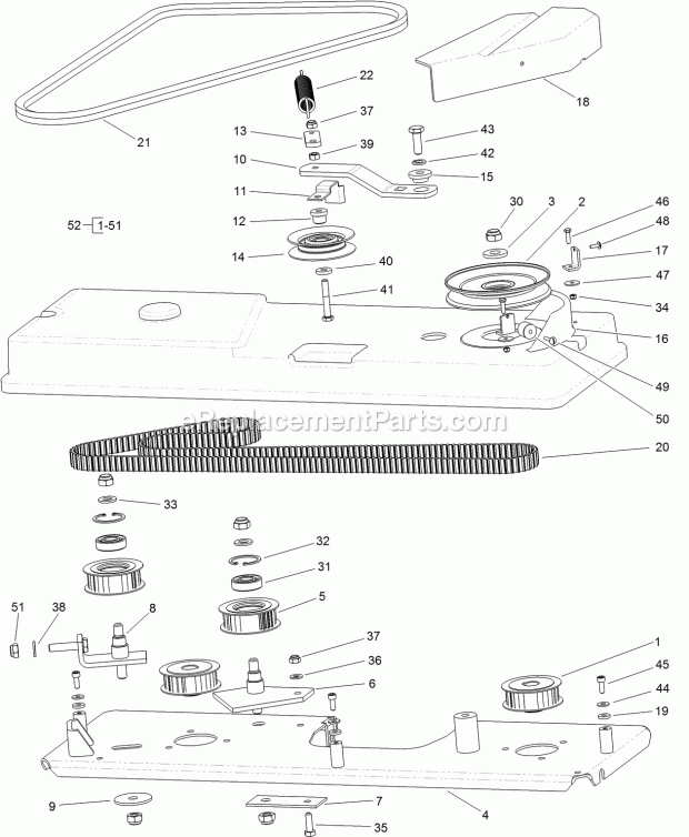Toro 74596 (312000001-312999999) Dh 220 Lawn Tractor, 2012 Cutting Pan and Drive System Assembly No. 125-2257 Diagram
