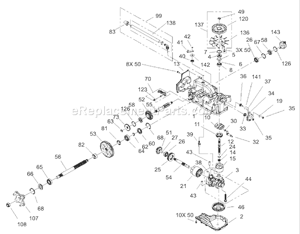 Toro 74601 (230000001-230999999)(2003) Lawn Tractor Rh Hydro Transaxle Assembly No. 107-1708 Diagram