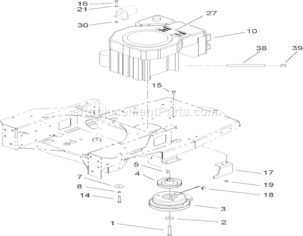 Toro 74603 (270000001-270999999)(2007) Lawn Tractor Engine and Clutch Assembly Diagram