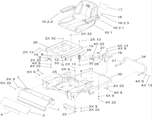Toro 74603 (270000001-270999999)(2007) Lawn Tractor Main Frame Assembly Diagram
