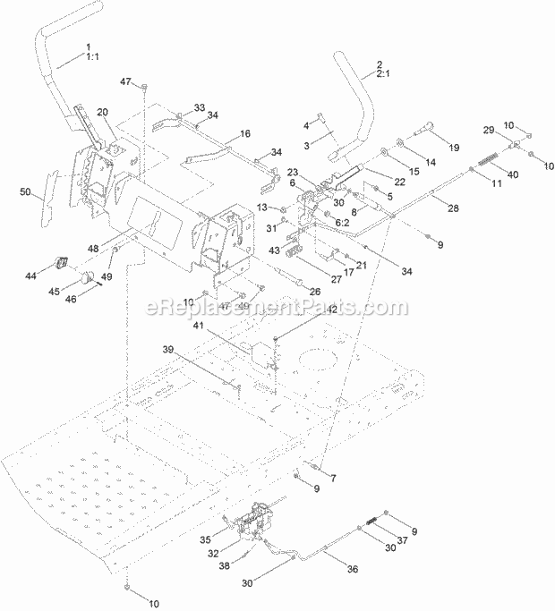 Toro 74621 (314000001-314999999) TimeCutter SS 3200 Riding Mower Motion Control Assembly Diagram