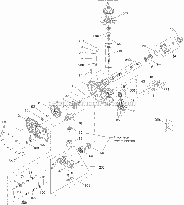 Toro 74643 (314000001-314999999) Timecutter Mx 5060 Riding Mower, 2014 Right Hand Hydro Transaxle Assembly No. 119-3361 Diagram