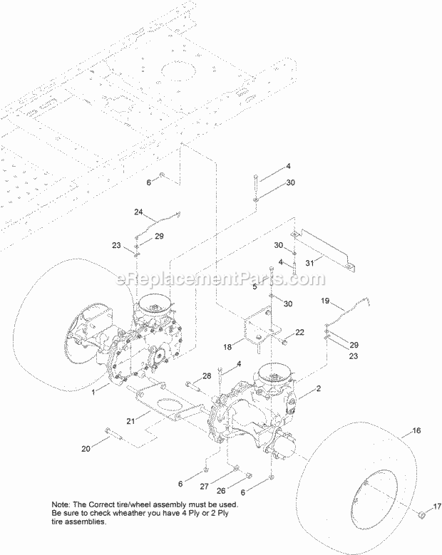 Toro 74650 (315000001-315999999) Timecutter Zs 3200s Riding Mower, 2015 Hydro Transaxle and Rear Wheel Assembly Diagram