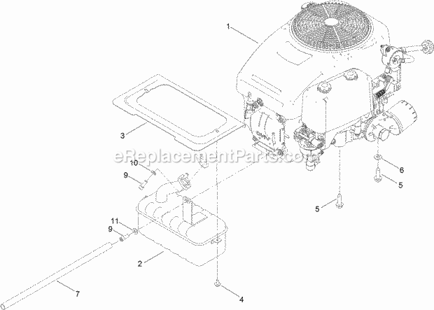Toro 74655 (400000000-999999999) Timecutter Zs 4200s Riding Mower Engine and Muffler Assembly Diagram
