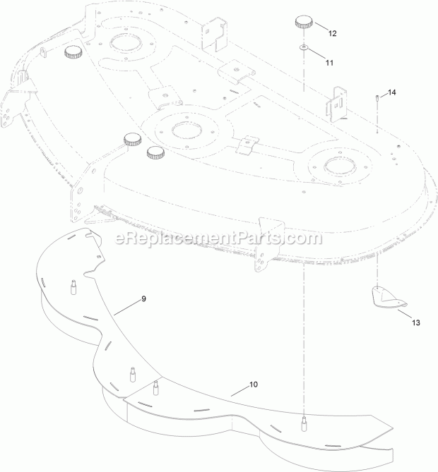 Toro 74660 (315000001-315999999) Timecutter Zs 5000 Riding Mower, 2015 50 Inch Deck Baffle Assembly Diagram