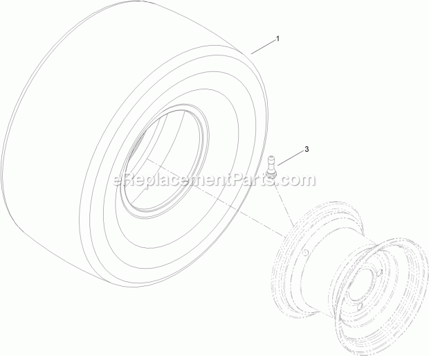 Toro 74661 (316000001-316999999) Timecutter Zs 5000 Riding Mower, 2016 2 Ply Wheel and Tire Assembly No. 131-3672 Diagram