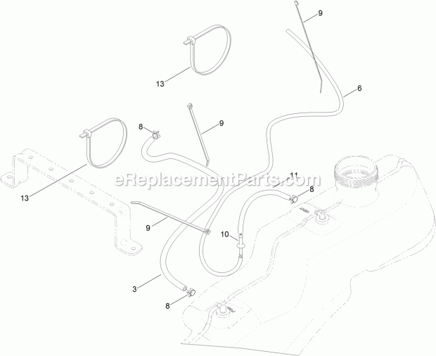 Toro 74670 (316000001-316999999) Timecutter Sw 3200 Riding Mower, 2016 Fuel Delivery Assembly Diagram