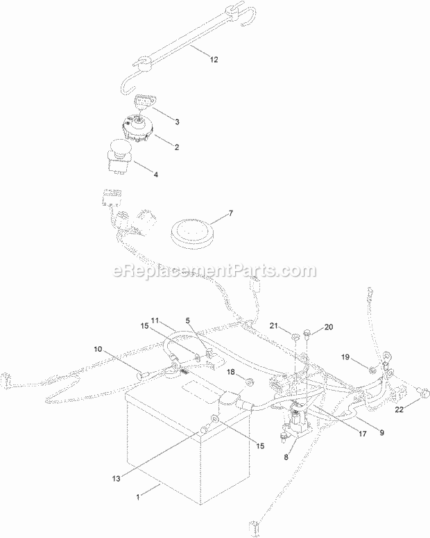 Toro 74670 (316000001-316999999) Timecutter Sw 3200 Riding Mower, 2016 Battery and Electrical Assembly Diagram