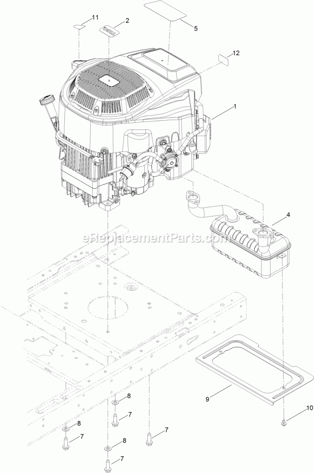 Toro 74680 (316000001-316999999) Timecutter Sw 5000 Riding Mower, 2016 Engine and Muffler Assembly Diagram