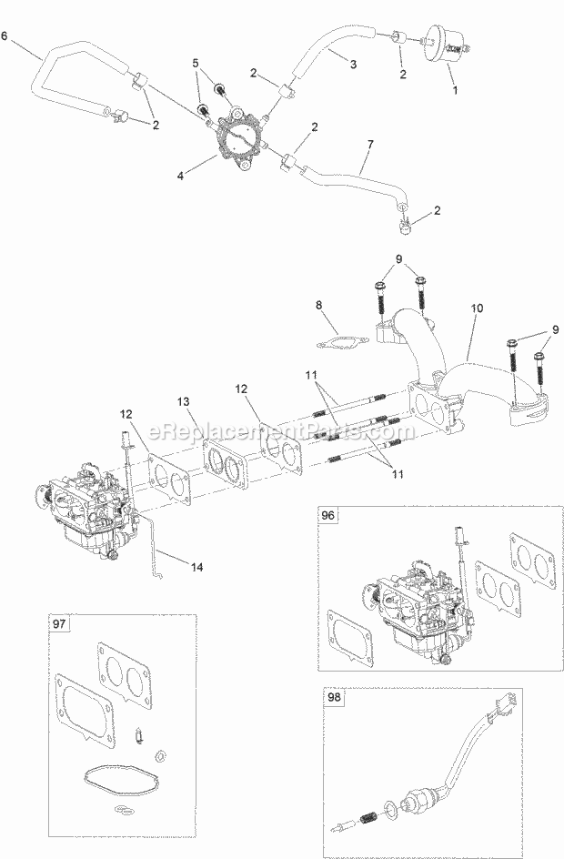 Toro 74680 (316000001-316999999) Timecutter Sw 5000 Riding Mower, 2016 Fuel System Assembly Engine Assembly No. 127-9041 Diagram