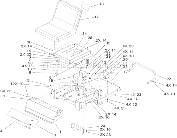 Toro 74702 (240000001-240000199)(2004) Lawn Tractor Main Frame Assembly Diagram