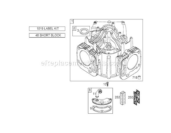 Toro 74704 (250000001-250999999)(2005) Lawn Tractor Cylinder Assembly Briggs and Stratton 406577-0191-E1 Diagram