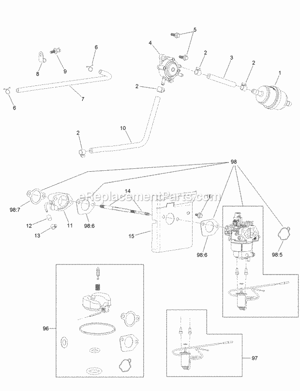 Toro 74710 (315000875-315999999) Timecutter Ss 3225 Riding Mower, 2015 Fuel System Assembly Engine Assembly No. 121-0412 Diagram