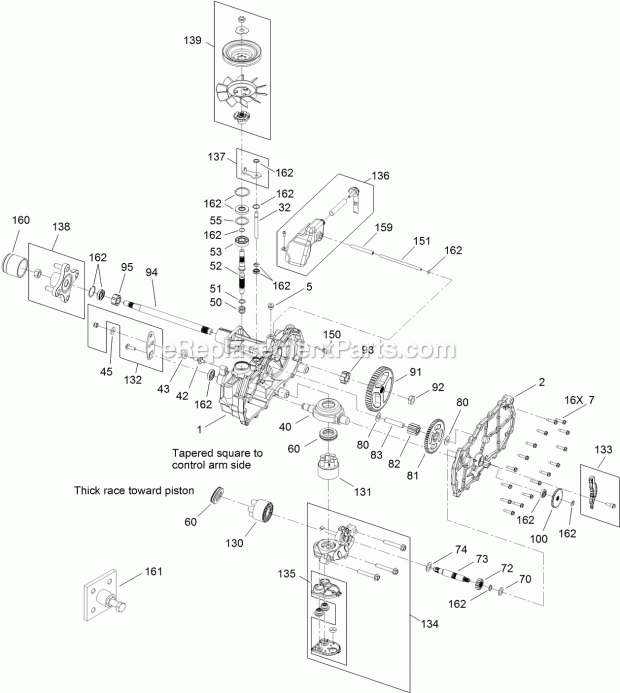 Toro 74721 (316000001-316999999) Timecutter Ss 4225 Riding Mower, 2016 Left Hand Hydro Transaxle Assembly No. 119-3330 Diagram