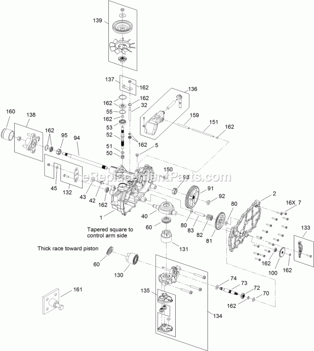 Toro 74765 (316000001-316999999) Timecutter Mx 4200 Riding Mower, 2016 Left Hand Hydro Transaxle Assembly No. 119-3330 Diagram