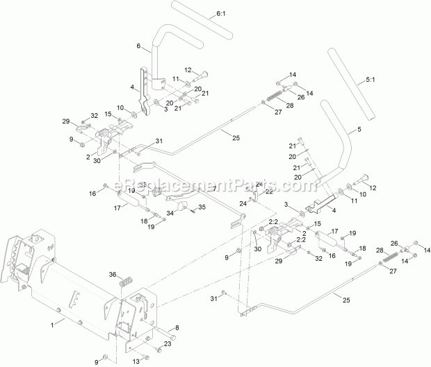 Toro 74771 (400000000-999999999) Timecutter Mx 5050 Riding Mower Motion Control Assembly Diagram