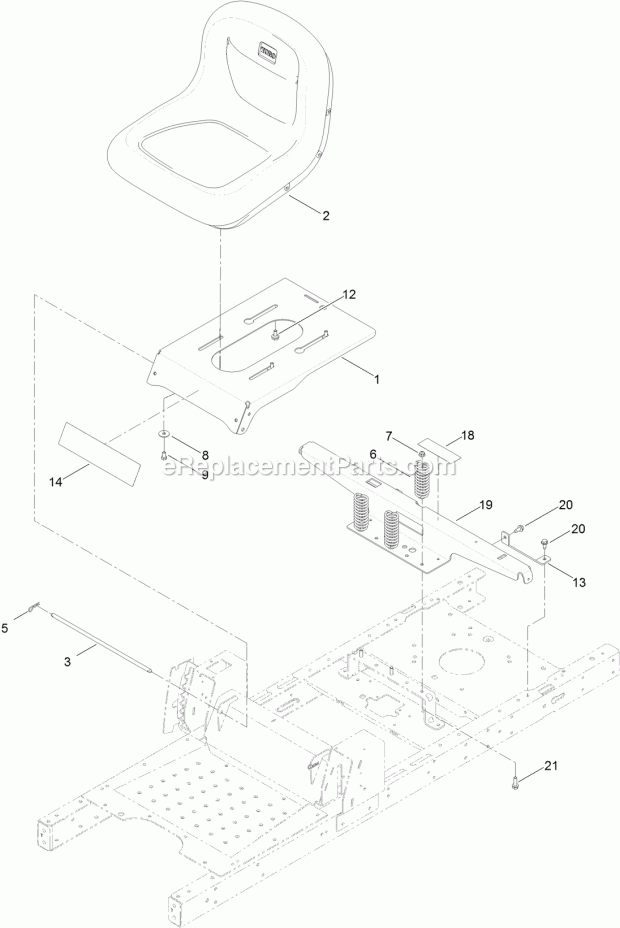 Toro 74780 (315000001-315999999) Timecutter Sw 3200 Riding Mower, 2015 Seat Assembly Diagram