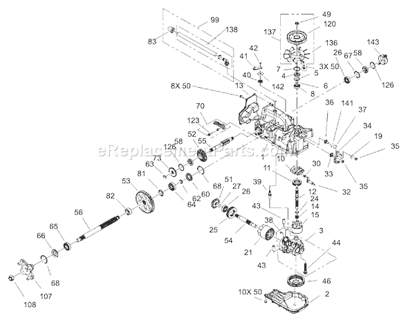 Toro 74801 (230000001-230999999)(2003) Lawn Tractor Rh Hydro Transaxle Assembly No. 107-1708 Diagram