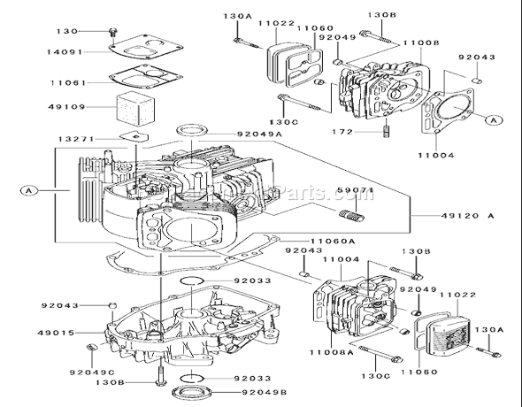 Toro 74801 (230000001-230999999)(2003) Lawn Tractor Cylinder / Crankcase Assembly Kawasaki Fh 531v-Cs07 Diagram