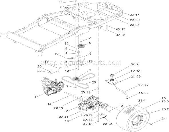 Toro 74824 (310000001-310999999)(2010) Lawn Tractor Traction Drive Assembly Diagram