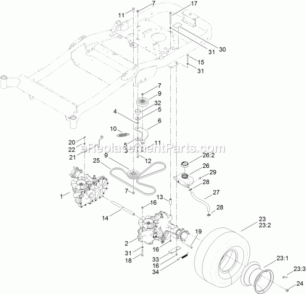 Toro 74843 (313000001-313999999) Titan Zx6020 Zero-turn-radius Riding Mower, 2013 Traction Drive Assembly Diagram