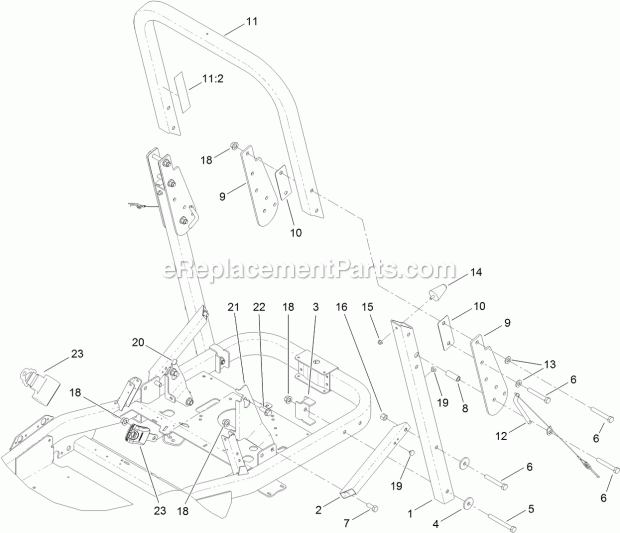 Toro 74845 (311000001-311999999) Titan Zx4820 Zero-turn-radius Riding Mower, 2011 Roll-Over Protection System Assembly Diagram