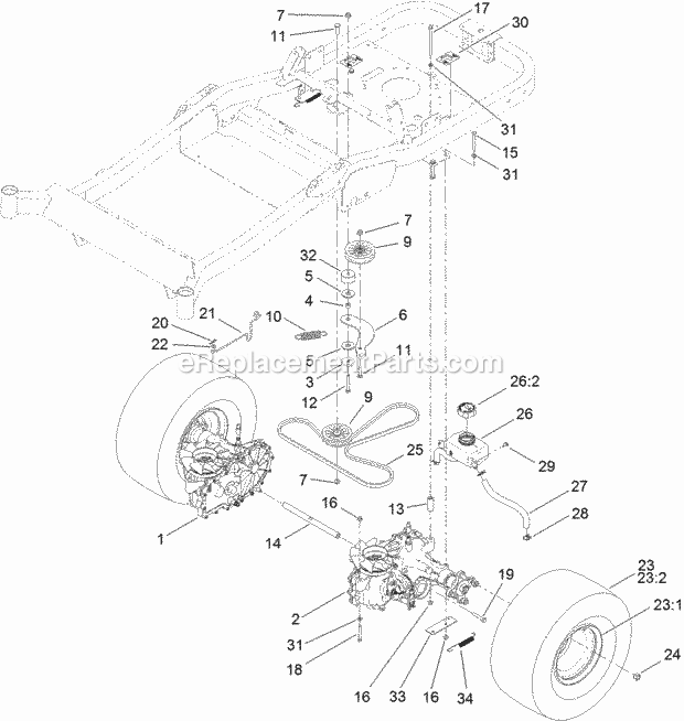 Toro 74845 (311000001-311999999) Titan Zx4820 Zero-turn-radius Riding Mower, 2011 Traction Drive Assembly Diagram