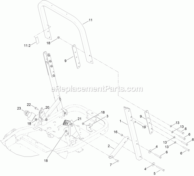 Toro 74846 (315000001-315000462) Titan Zx 4800 Zero-turn-radius Riding Mower, 2015 Roll-Over Protection System Assembly Diagram