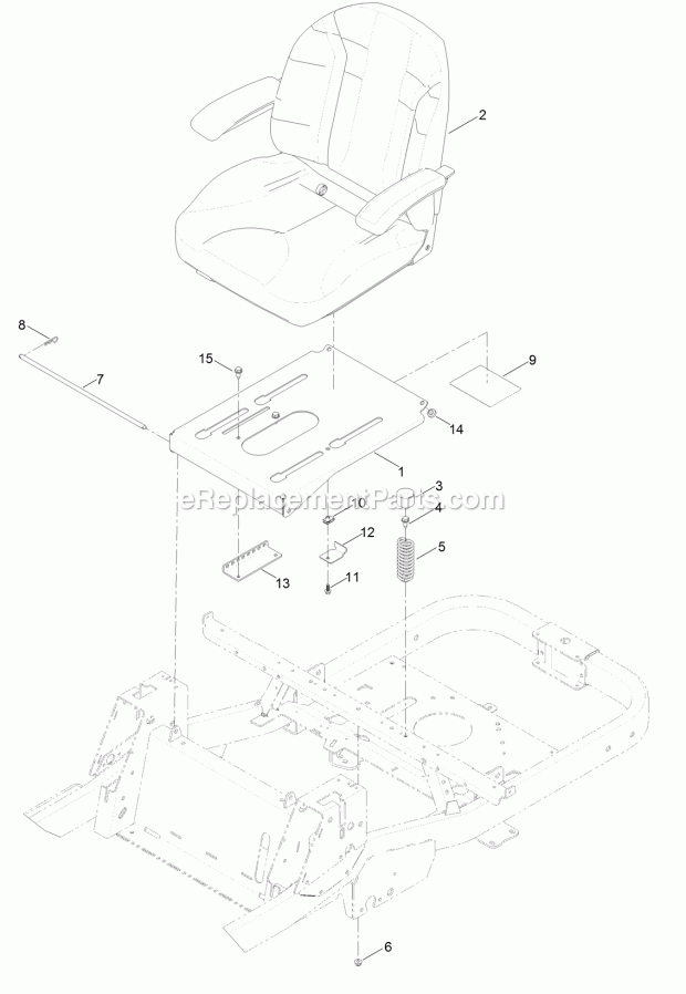 Toro 74848 (315000373-315999999) Titan Zx 5400 Zero-turn-radius Riding Mower, 2015 Seat Assembly Diagram
