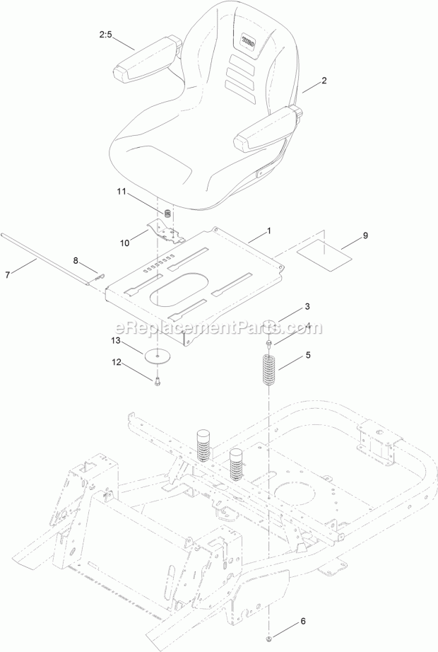 Toro 74852 (314000001-314999999) Titan Zx 5400 Zero-turn-radius Riding Mower, 2014 Seat Assembly Diagram